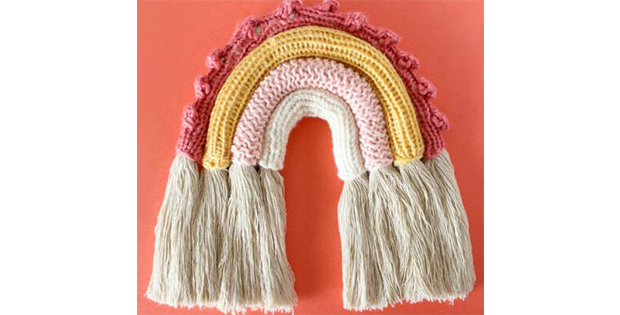 Beautiful Boho Rainbow Wall or Window Hanging! (FREE Knitting Pattern)
