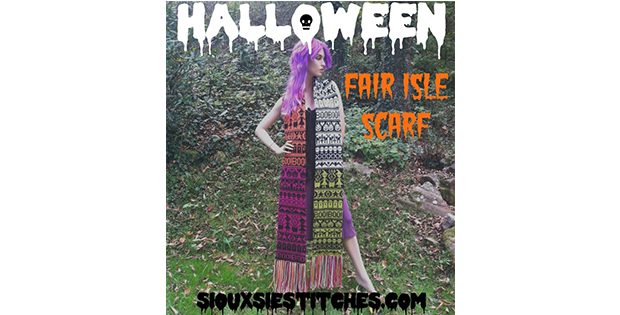 Amazing Halloween Fair Isle Scarf Knitting Pattern (Free)